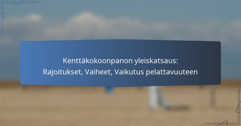 Kenttäkokoonpanon yleiskatsaus: Rajoitukset, Vaiheet, Vaikutus pelattavuuteen