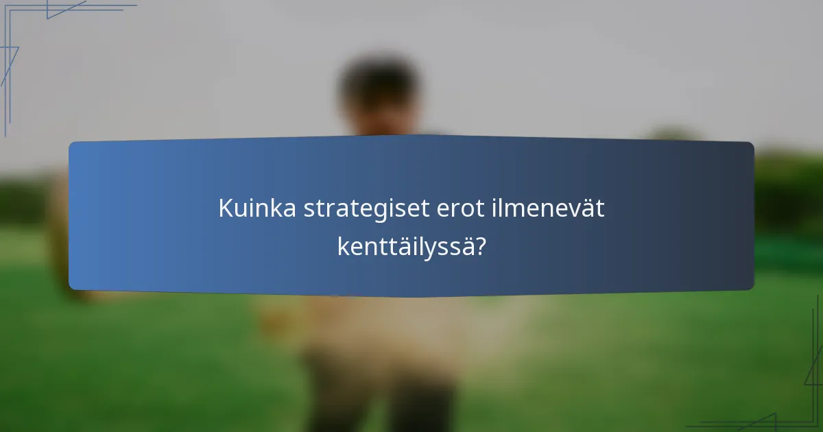 Kuinka strategiset erot ilmenevät kenttäilyssä?