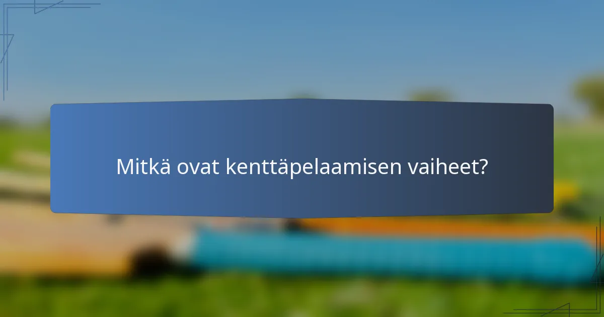 Mitkä ovat kenttäpelaamisen vaiheet?